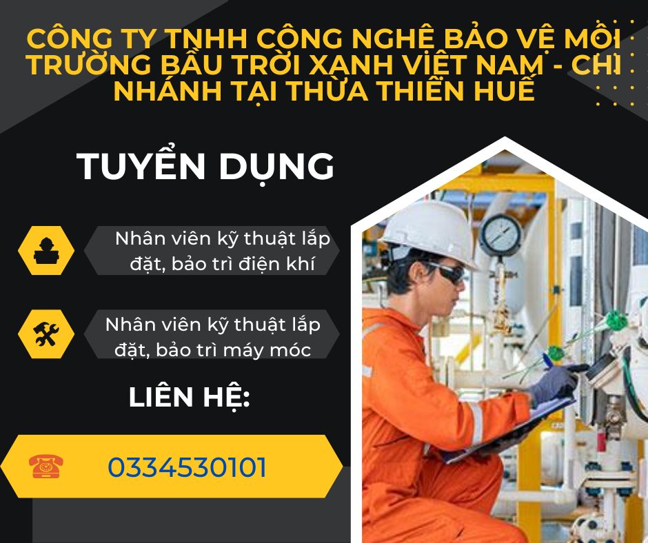 CÔNG TY TNHH CÔNG NGHỆ BẢO VỆ MÔI TRƯỜNG BẦU TRỜI XANH VIỆT NAM – CHI NHÁNH TẠI THỪA THIÊN HUẾ 